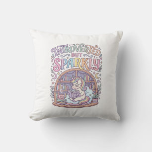 Unicorn Introverted but Sparkly Original White Bac Cushion