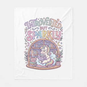 Unicorn Introverted but Sparkly Original White Bac Fleece Blanket