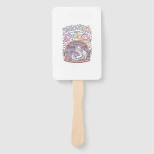 Unicorn Introverted but Sparkly Original White Bac Hand Fan
