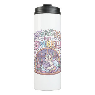 Unicorn Introverted but Sparkly Original White Bac Thermal Tumbler