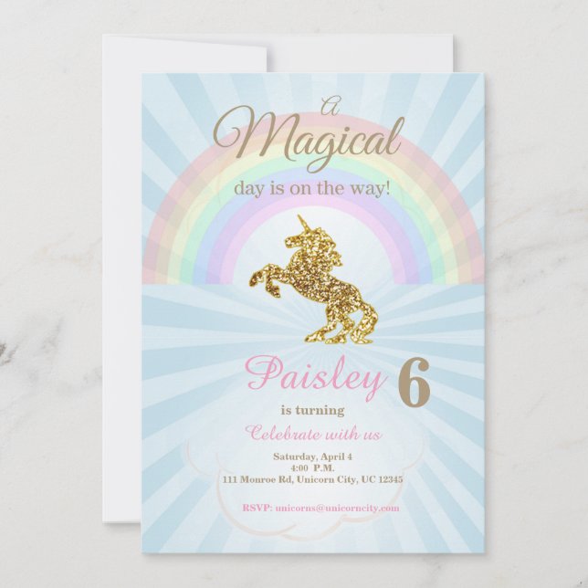 Unicorn invitations (Front)