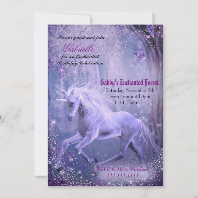 Unicorn Invitations, Unicorn Birthday Invitations (Front)
