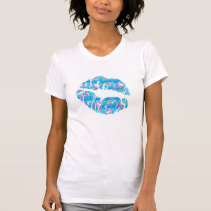 UNICORN Iridescent Aqua Foil Metallic KISS LIPS T-Shirt
