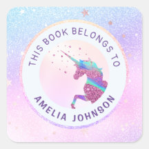 Unicorn Iridescent Pink Blue This Book Belongs To