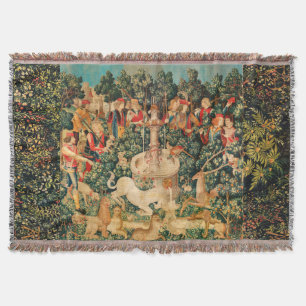 UNICORN IS FOUND / Fountain and Other Animals Throw Blanket