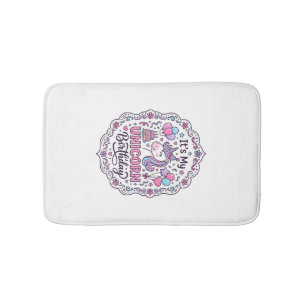Unicorn It's My Unicorn Birthday Playful Shirt Gra Bath Mat