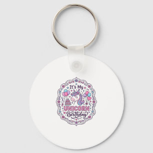 Unicorn It's My Unicorn Birthday Playful Shirt Gra Key Ring