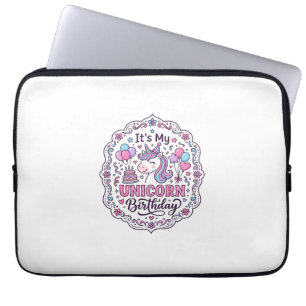 Unicorn It's My Unicorn Birthday Playful Shirt Gra Laptop Sleeve