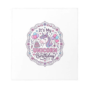 Unicorn It's My Unicorn Birthday Playful Shirt Gra Notepad