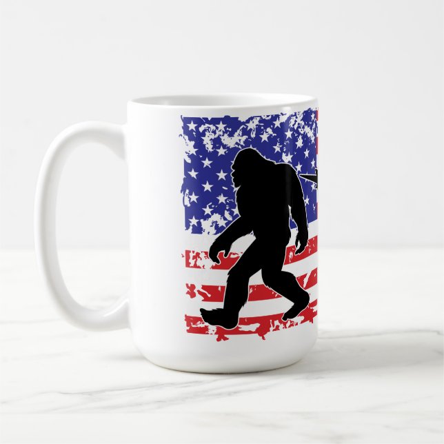 Unicorn, Jackalope, Bigfoot and the American Flag Coffee Mug (Left)