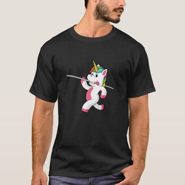 Unicorn javelin throw track and field discus field T-Shirt (Front)