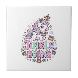 Unicorn Jingle Horns Charming Apparel Graphic_1 Ceramic Tile