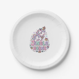 Unicorn Jingle Horns Charming Apparel Graphic_1 Paper Plate