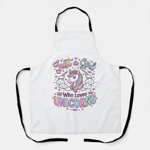 Unicorn Just a Girl Who Loves Unicorns White Backg Apron