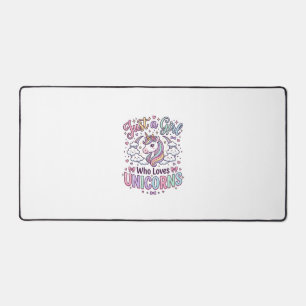 Unicorn Just a Girl Who Loves Unicorns White Backg Desk Mat