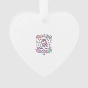 Unicorn Just a Girl Who Loves Unicorns White Backg Ornament