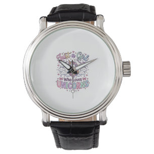 Unicorn Just a Girl Who Loves Unicorns White Backg Watch