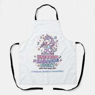 Unicorn Karaoke Night Bold Typography Product Grap Apron