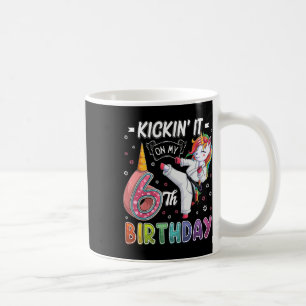 Unicorn Karate 6th Birthday Six 6 Years Old Taekwo Coffee Mug