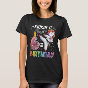 Unicorn Karate 6th Birthday Six 6 Years Old Taekwo T-Shirt