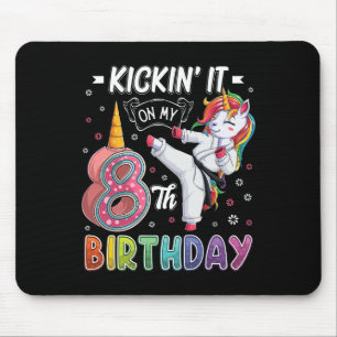 Unicorn Karate 8th Birthday Eight 8 Years Old Taek Mouse Pad