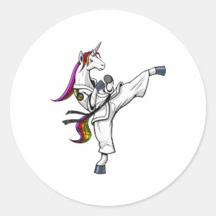 Unicorn Karate Ninja Martial Arts Judo Kickboxing Classic Round Sticker