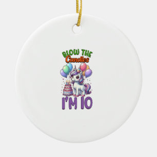 Unicorn Kids 10th Birthday Party Boy 10 Year Old B Ceramic Ornament