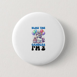 Unicorn Kids 2nd Birthday Party Boy 2 Year Old Bda 6 Cm Round Badge
