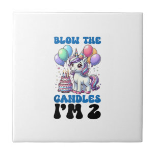 Unicorn Kids 2nd Birthday Party Boy 2 Year Old Bda Ceramic Tile