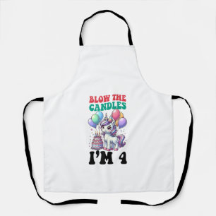 Unicorn Kids 4th Birthday Party Boy 4 Year Old Bda Apron