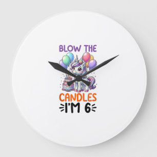 Unicorn Kids 6th Birthday Party Boy 6 Year Old Bda Large Clock