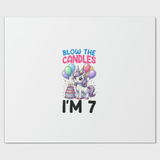 Unicorn Kids 7th Birthday Party Boy 7 Year Old Bda Wrapping Paper