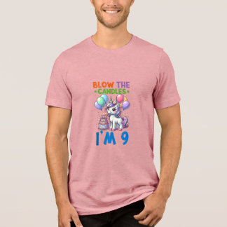 Unicorn Kids 9th Birthday Party Boy 9 Year Old Bda Tri-Blend Shirt