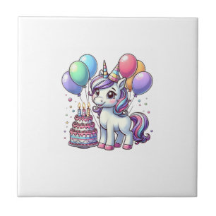 Unicorn Kids Birthday Party Boy Bday Girl Candles Ceramic Tile