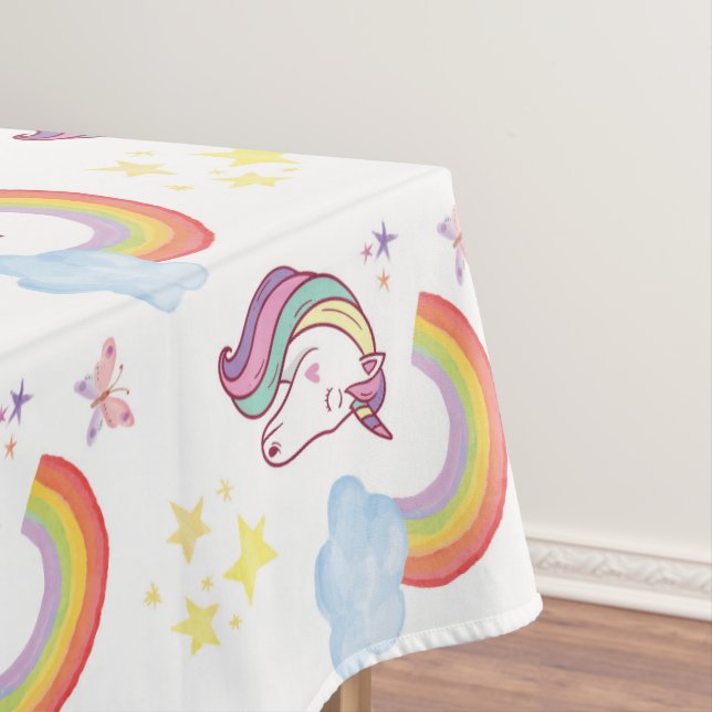 Unicorn Kids Birthday Tablecloth (In Situ)