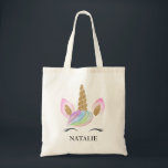Unicorn Kids Gold Glitter Pink Personalised Gift Tote Bag<br><div class="desc">Gold Glitter Unicorn Kids Girls Personalised Gift</div>