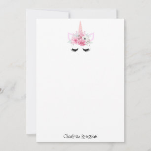 Unicorn Kid's Personalised Stationery Card