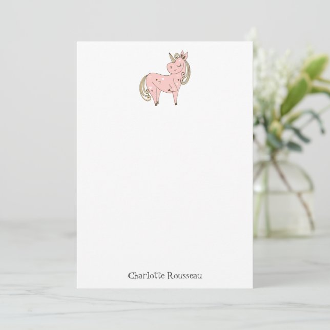Unicorn Kid's Personalised Stationery Card (Standing Front)