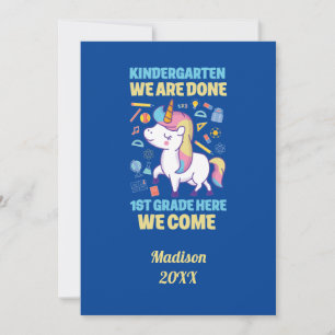 Unicorn Kindergarten Graduation 1st Grade  Invitation