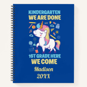 Unicorn Kindergarten Graduation 1st Grade Notebook