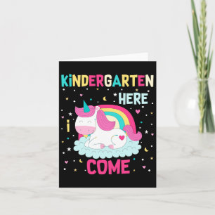 Unicorn Kindergarten Here I Come School Kindergart Card