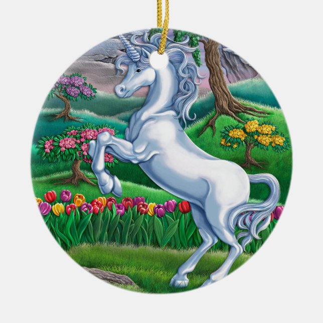 Unicorn Kingdom Ceramic Tree Decoration (Front)