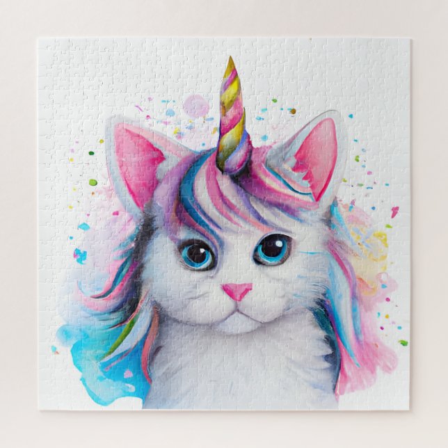 Unicorn Kitten Watercolor Jigsaw Puzzle (Vertical)
