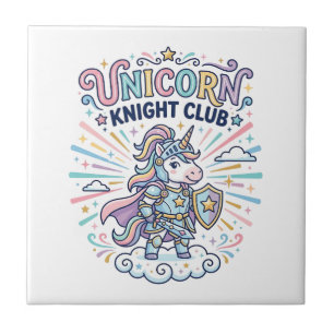 Unicorn Knight Club Print Ready Apparel Graphic_1 Ceramic Tile