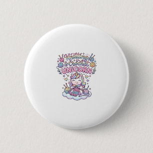 Unicorn Knitting Crochet Unicorn Adorable Typograp 6 Cm Round Badge