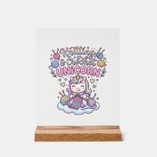 Unicorn Knitting Crochet Unicorn Adorable Typograp Acrylic Sign