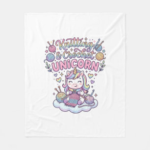 Unicorn Knitting Crochet Unicorn Adorable Typograp Fleece Blanket