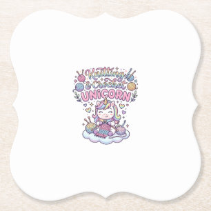 Unicorn Knitting Crochet Unicorn Adorable Typograp Paper Coaster