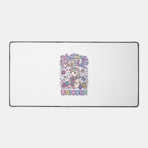 Unicorn Knitting Crochet Unicorn Charming White Ba Desk Mat