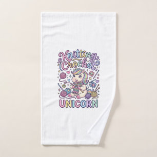 Unicorn Knitting Crochet Unicorn Charming White Ba Hand Towel